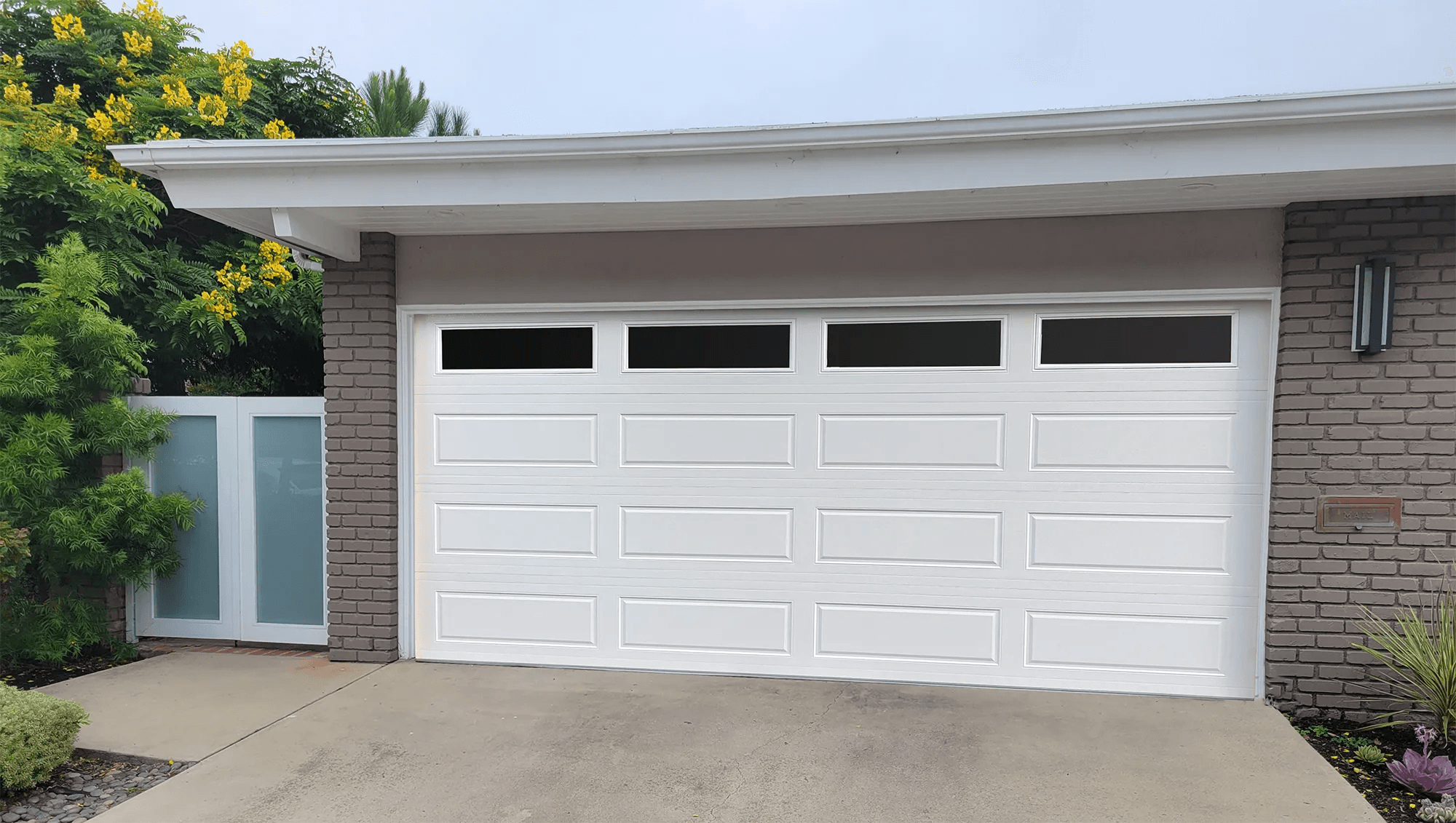 Gray garage door with modern design
